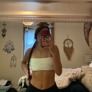 Handmade crochet white bra top